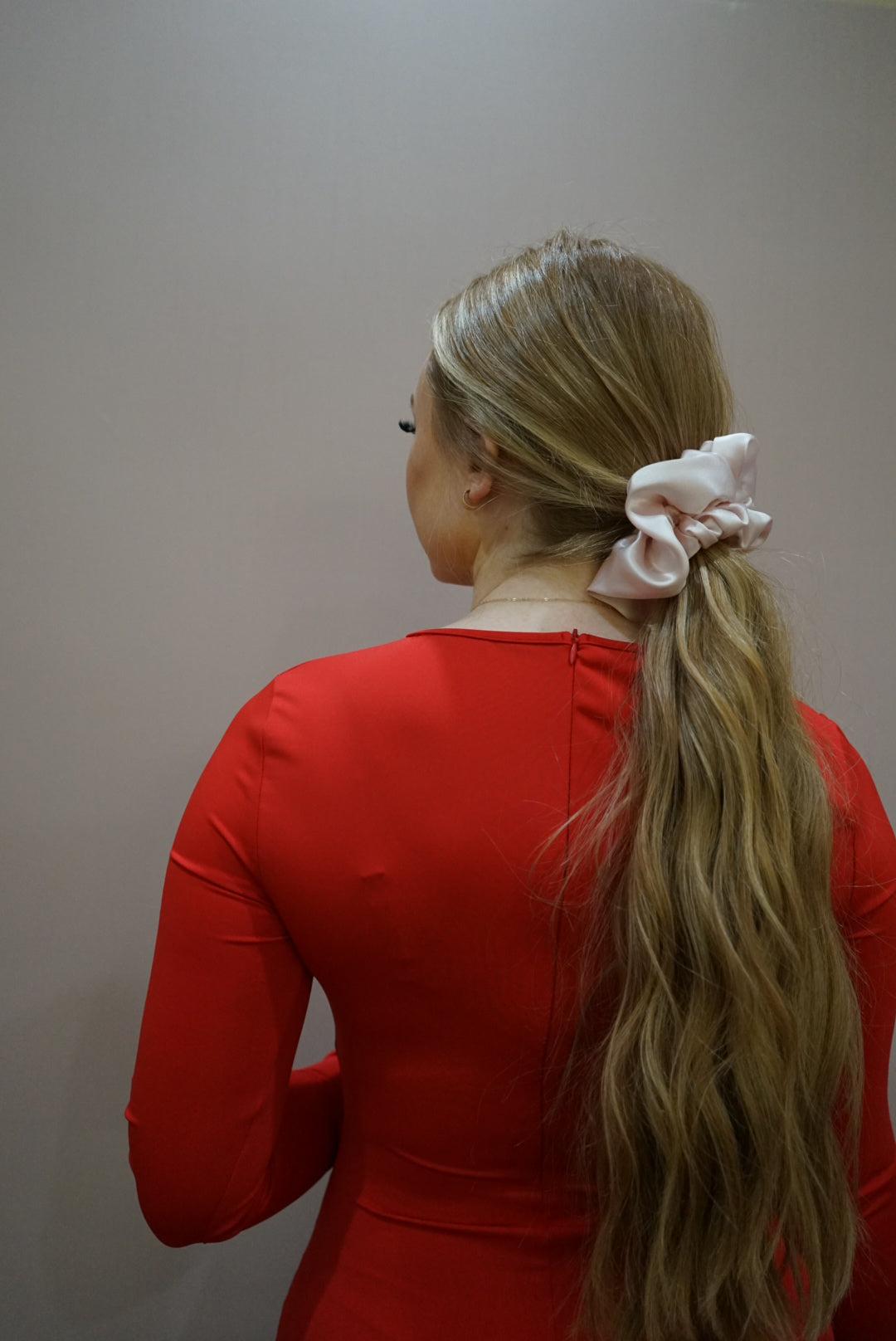 the petal pink oversized silk charmeuse scrunchie