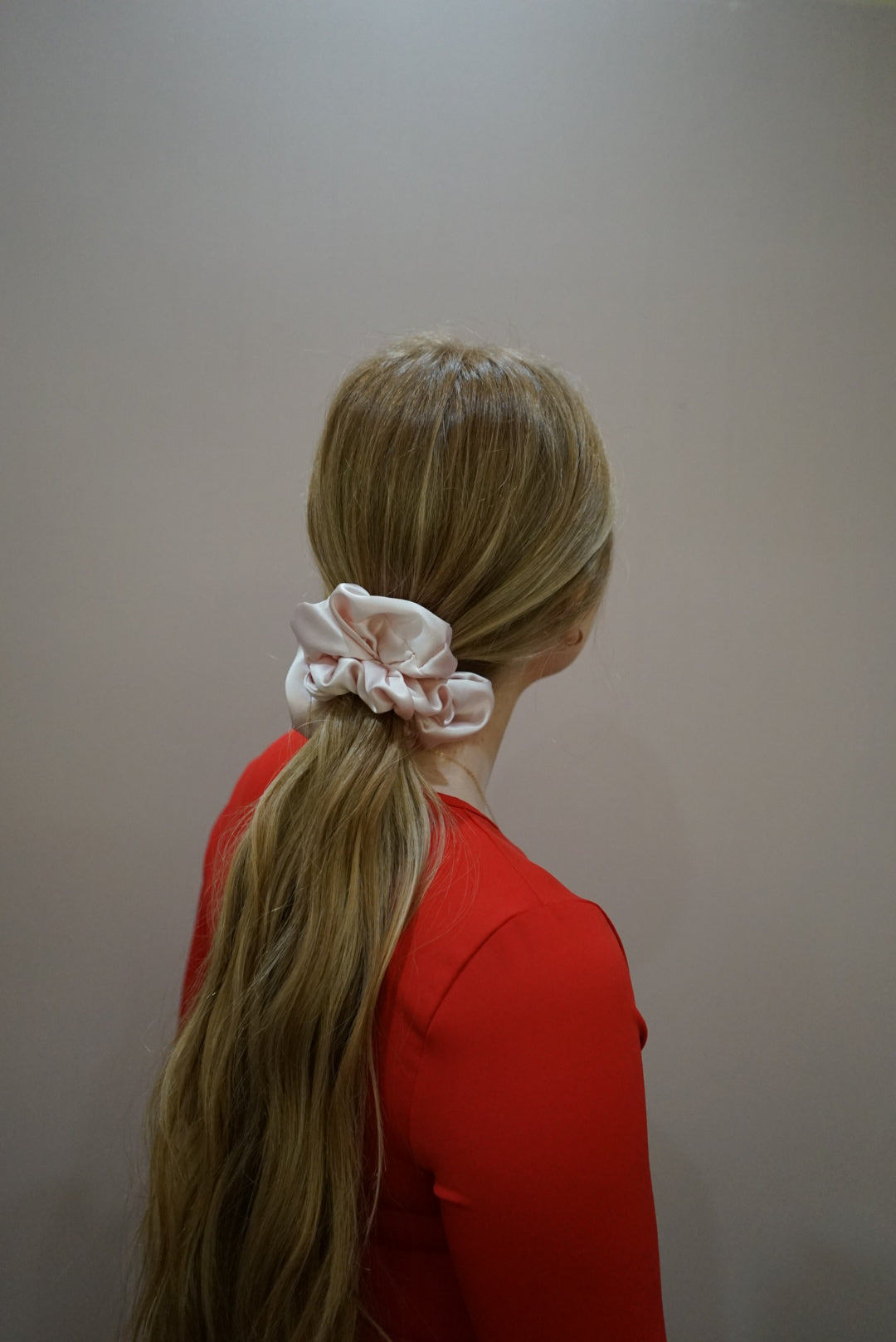 the petal pink oversized silk charmeuse scrunchie