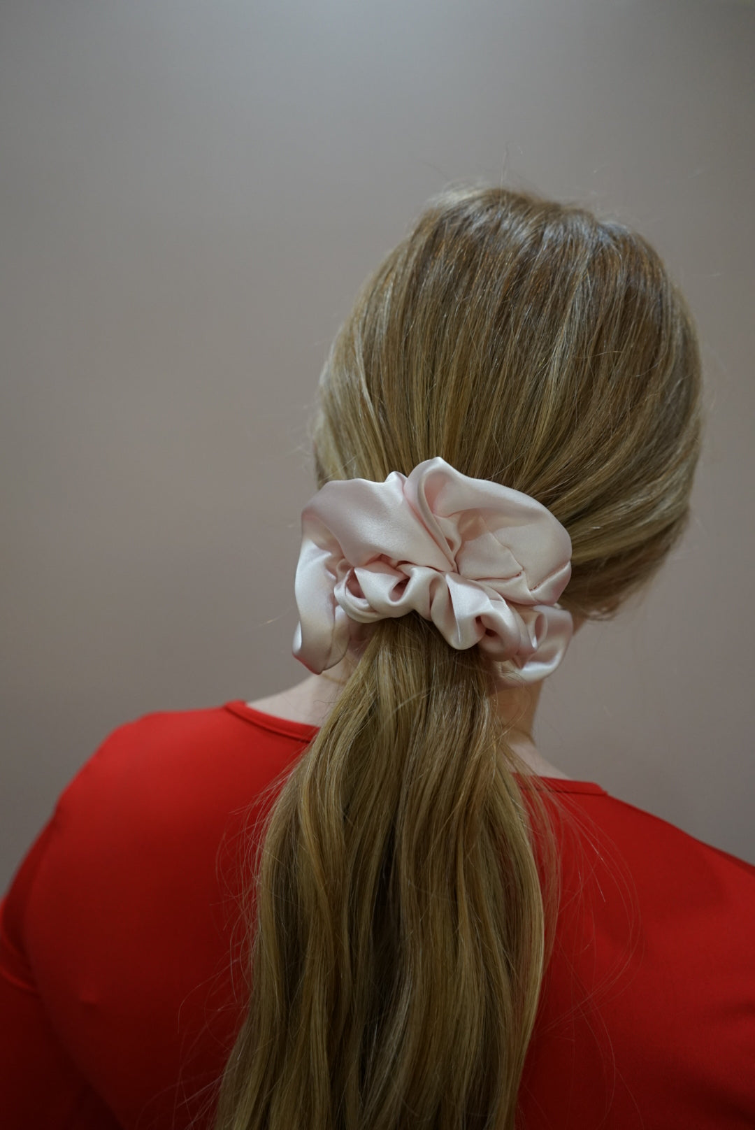 the petal pink oversized silk charmeuse scrunchie