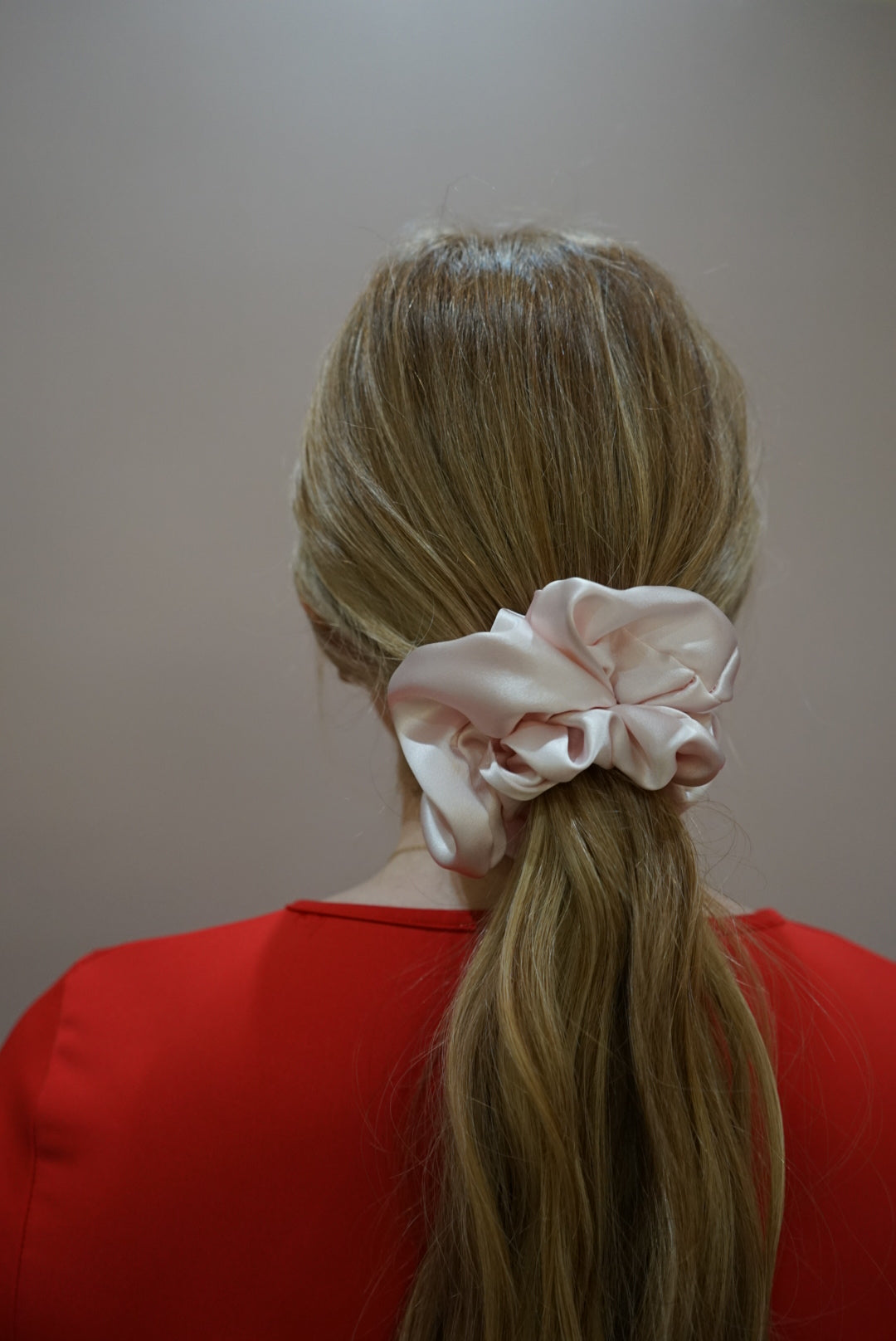 the petal pink oversized silk charmeuse scrunchie