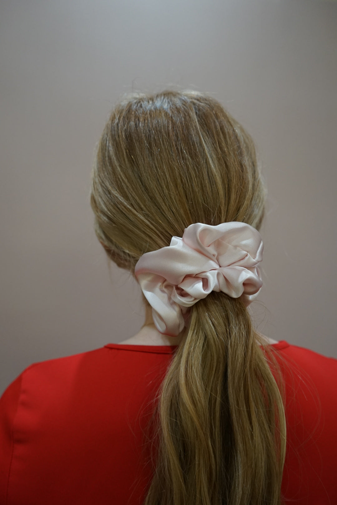 the petal pink oversized silk charmeuse scrunchie