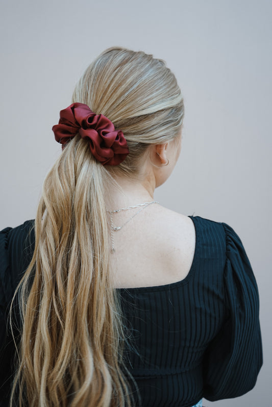 the red silk charmeuse oversized scrunchie