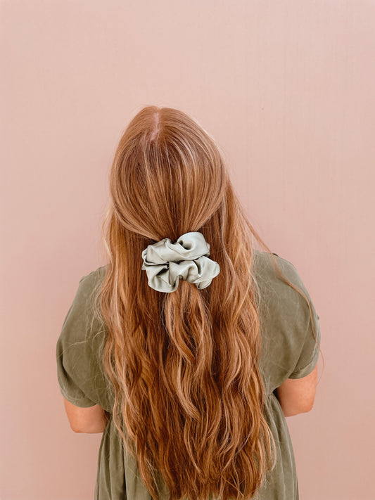 the green girl silk charmeuse scrunchies