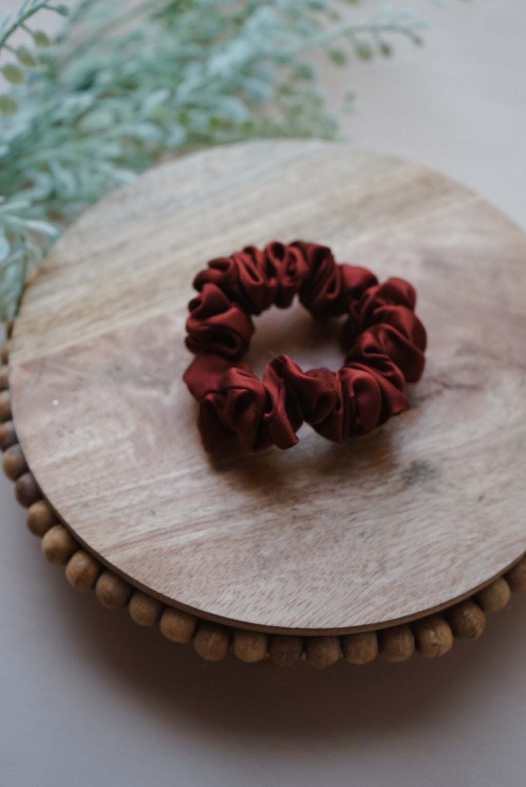 the red silk charmeuse skinny scrunchie