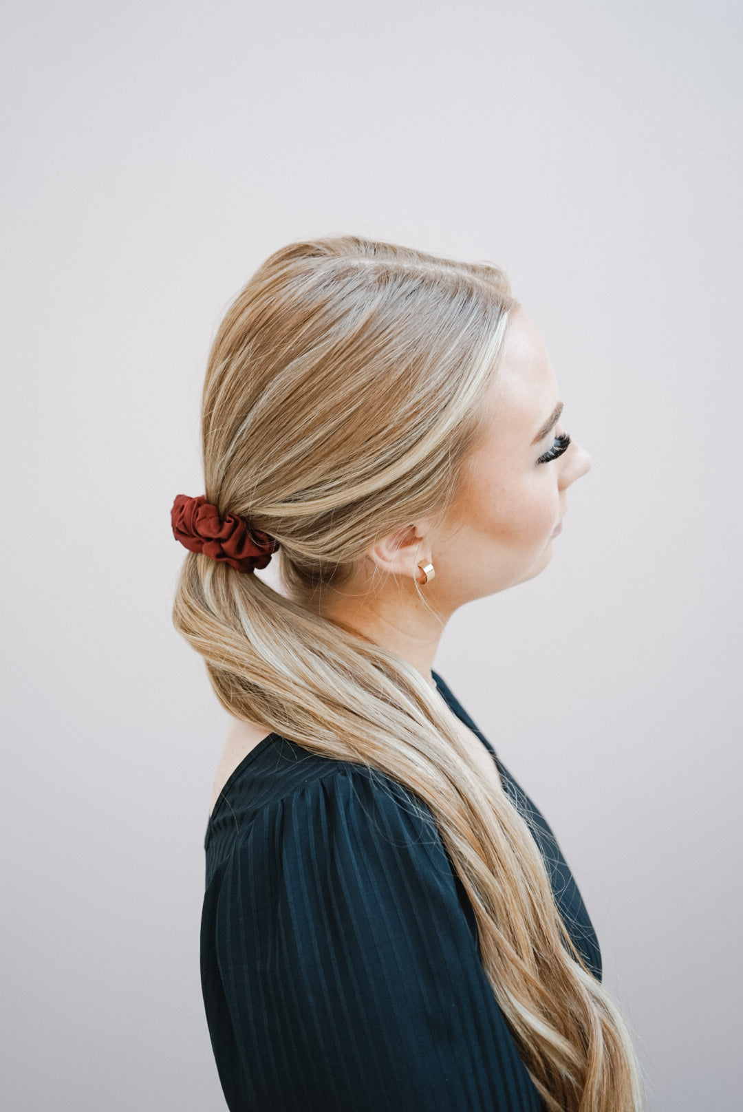 the red silk charmeuse skinny scrunchie