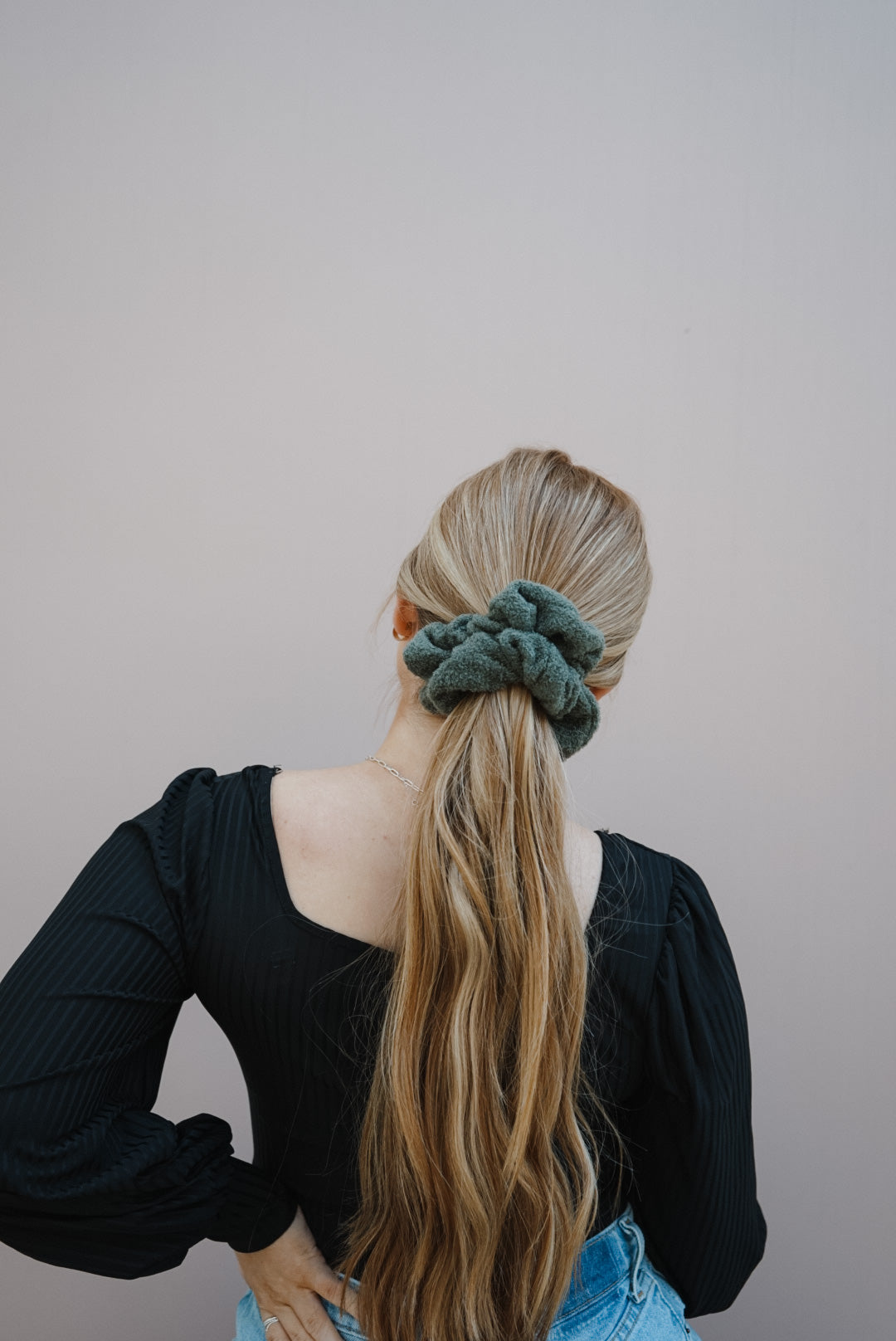 the olive teddy oversized scrunchie