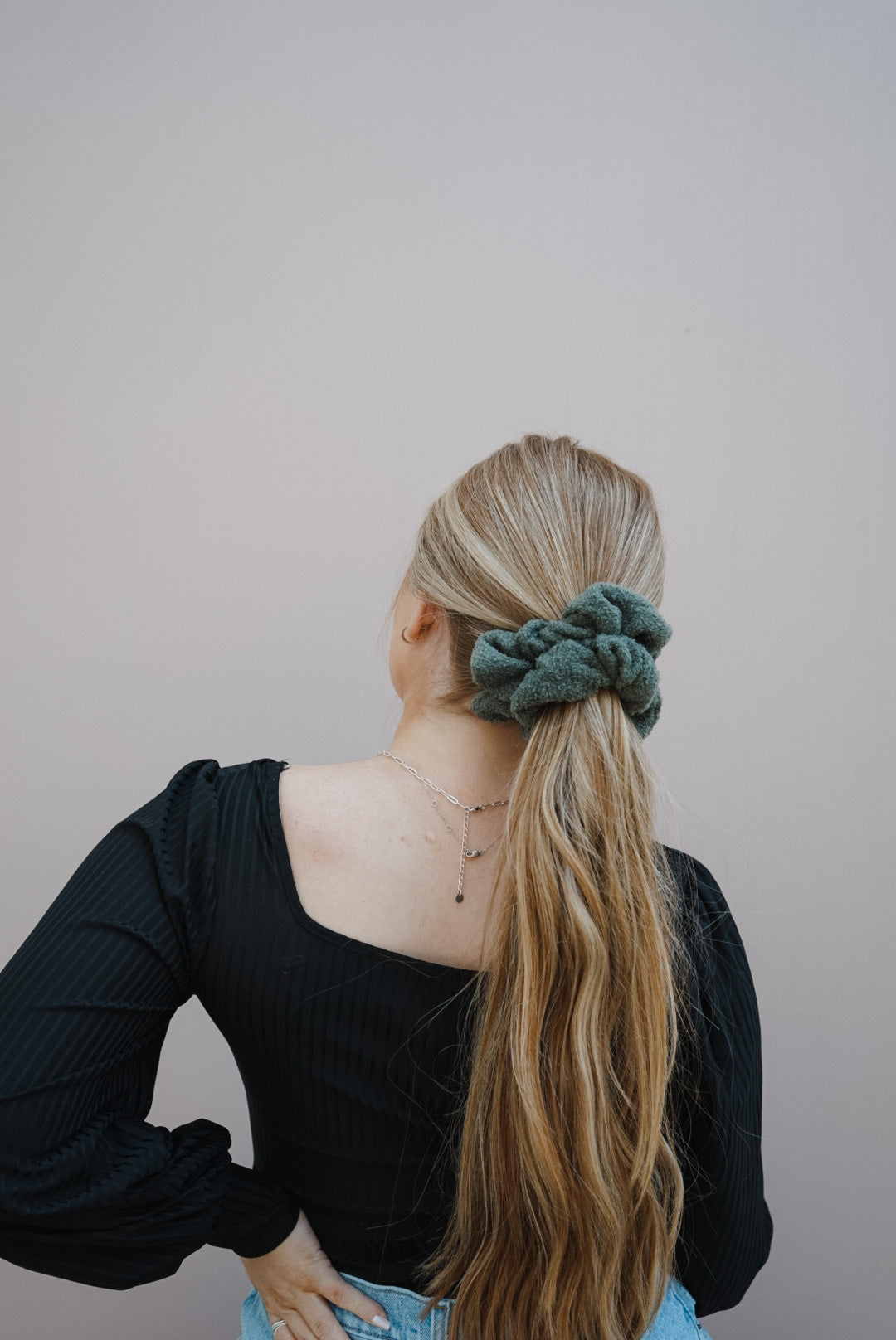 the olive teddy oversized scrunchie